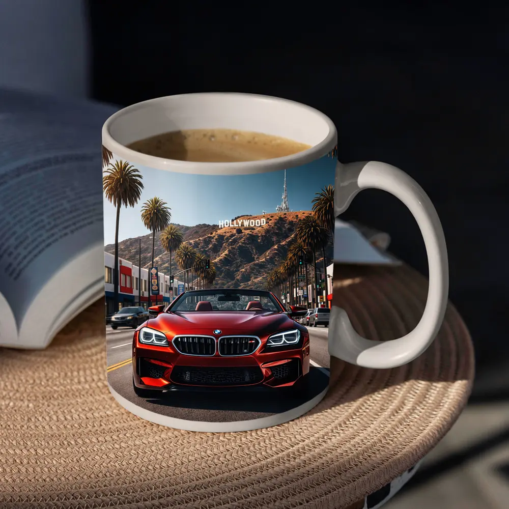 Red BMW M6 Hollywood Sign Los Angeles – Mugs