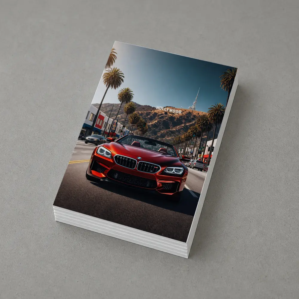 Red BMW M6 Hollywood Sign Los Angeles – Postcards