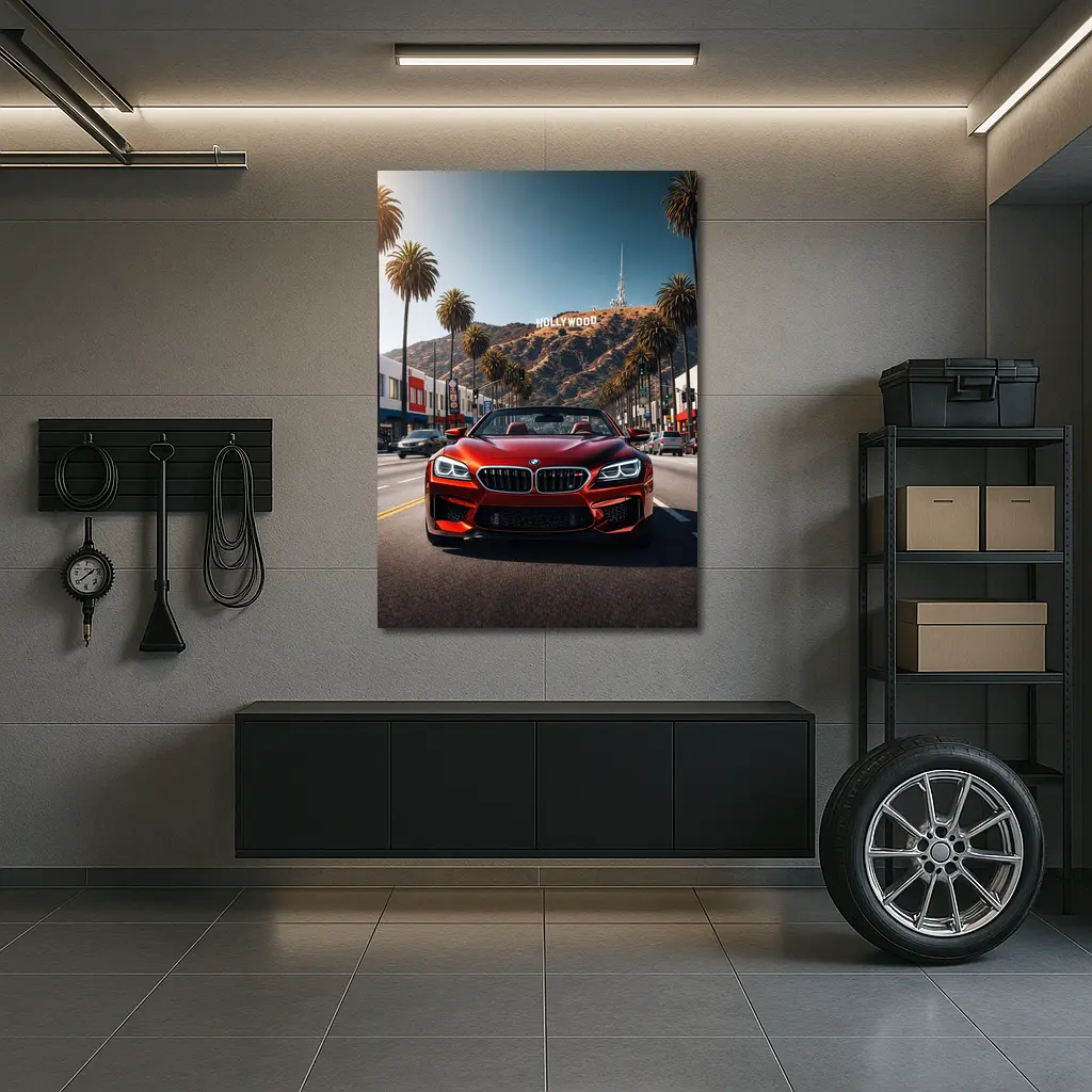 Red BMW M6 Hollywood Sign Los Angeles – Wall Art
