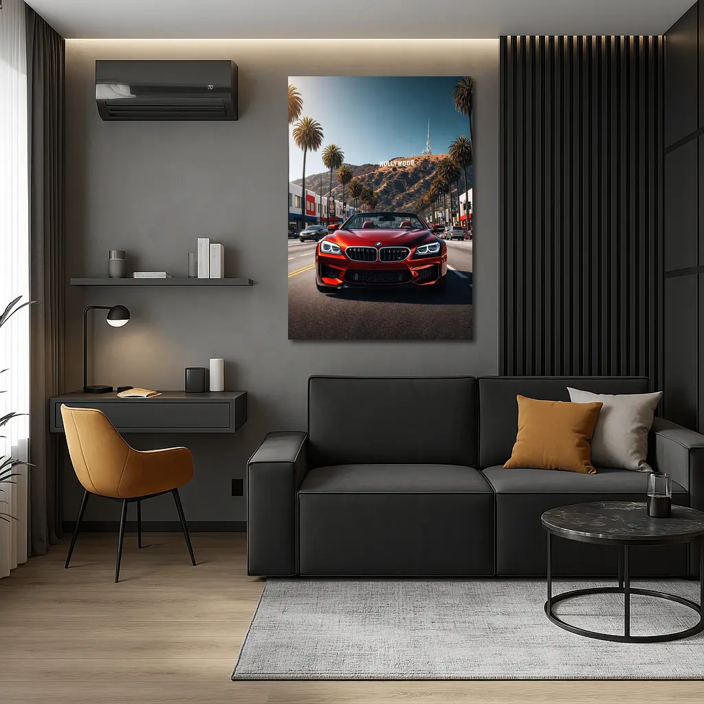 Red BMW M6 Hollywood Sign Los Angeles – Wall Art