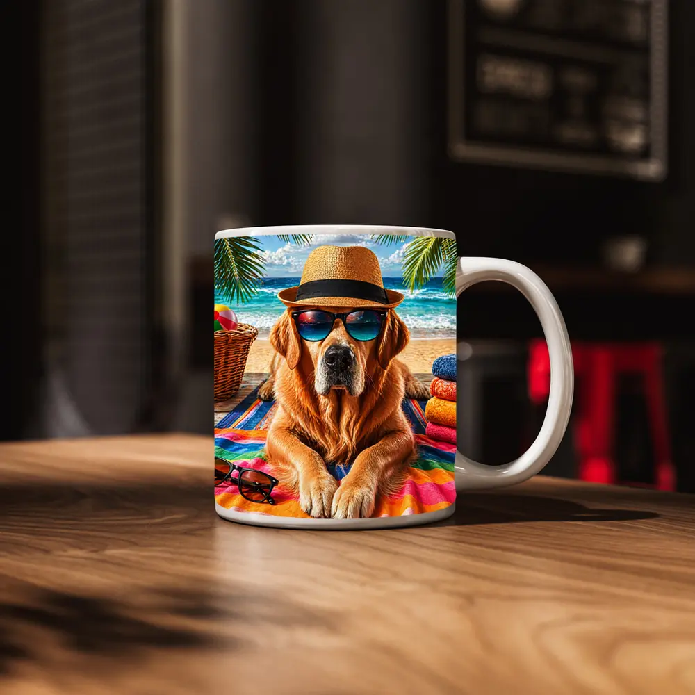 Golden Retriever Beach Day Sunglasses Hat – Mugs