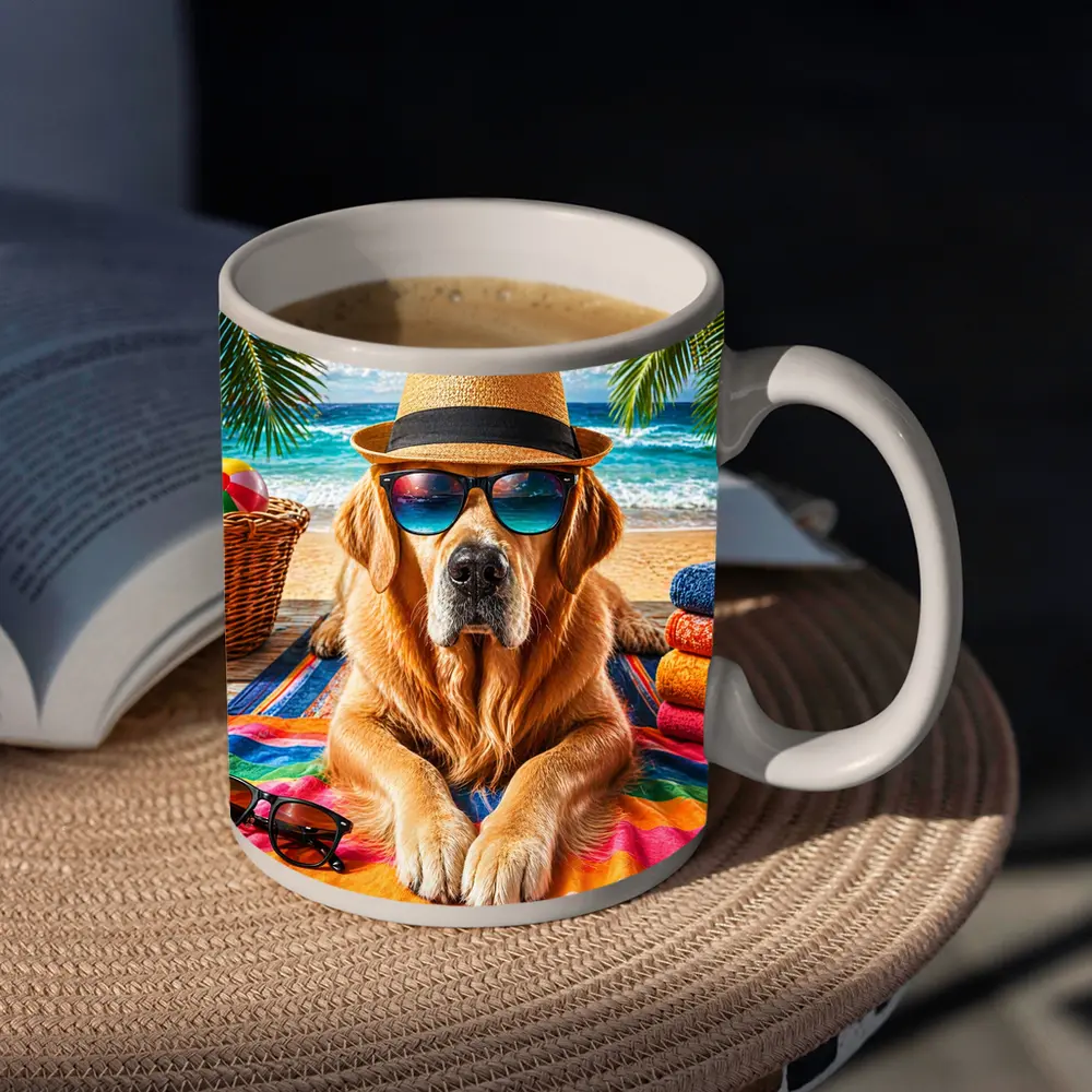Golden Retriever Beach Day Sunglasses Hat – Mugs