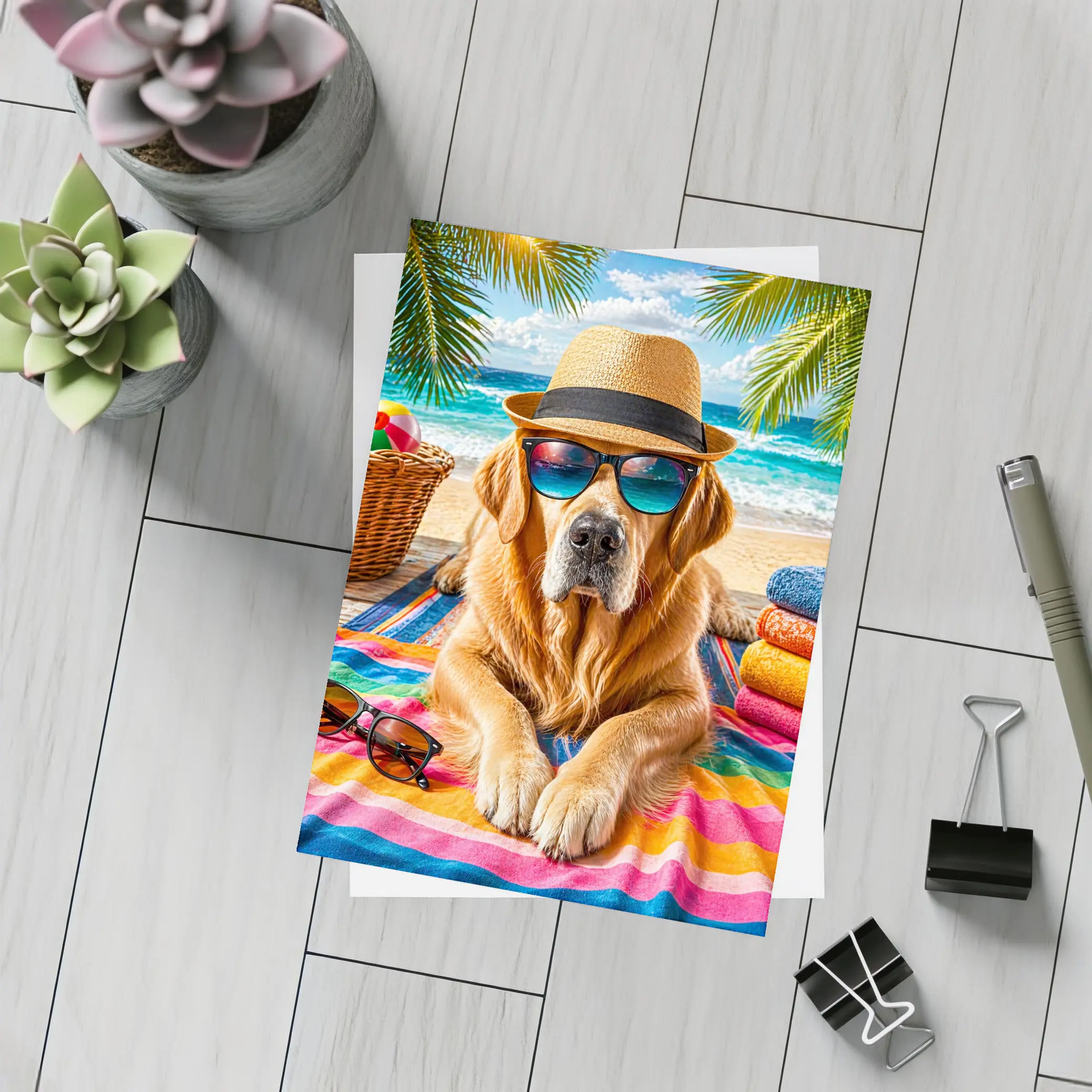 Golden Retriever Beach Day Sunglasses Hat – Postcards