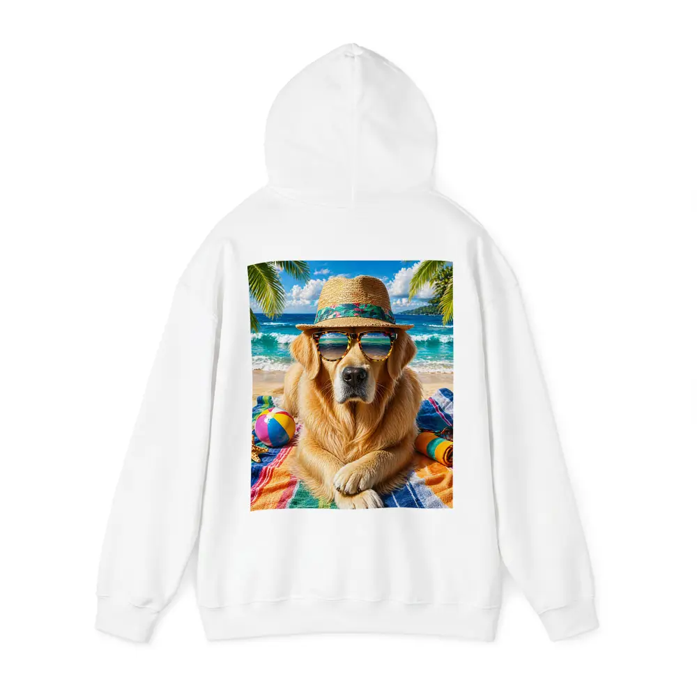 Golden Retriever Wearing Sunglasses on Beach – Hoodies