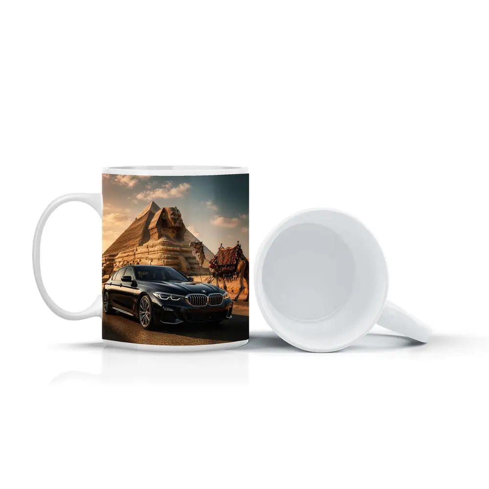 Black BMW Five Series Egypt Sphinx Background – Mugs