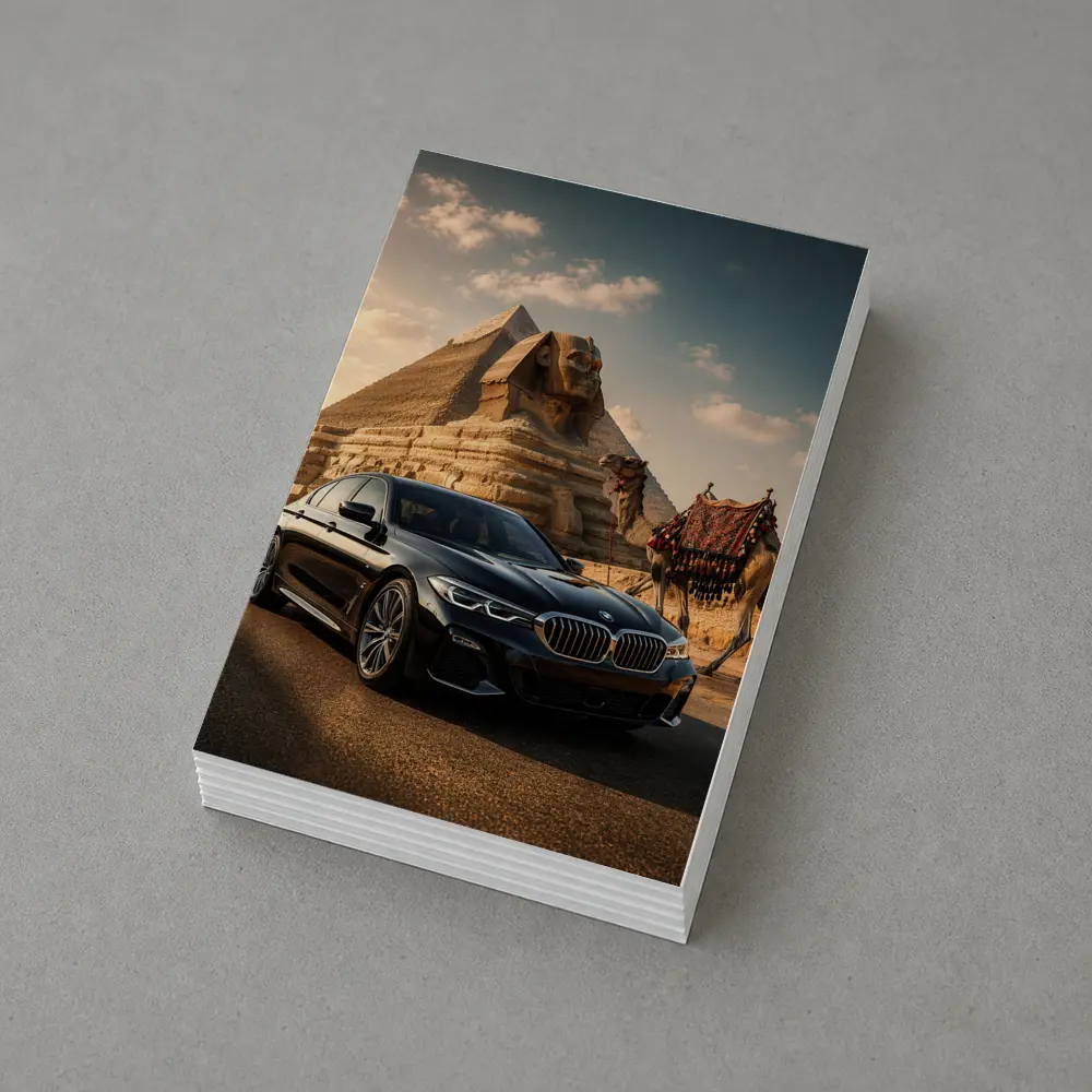 Black BMW Five Series Egypt Sphinx Background – Postcards
