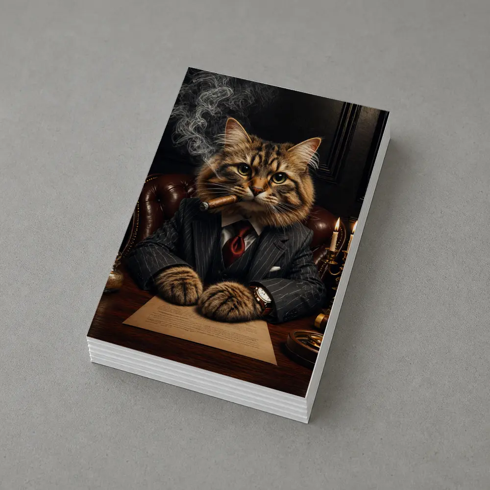 Boss Cat Smoking Cigar Dark Office – Postcards