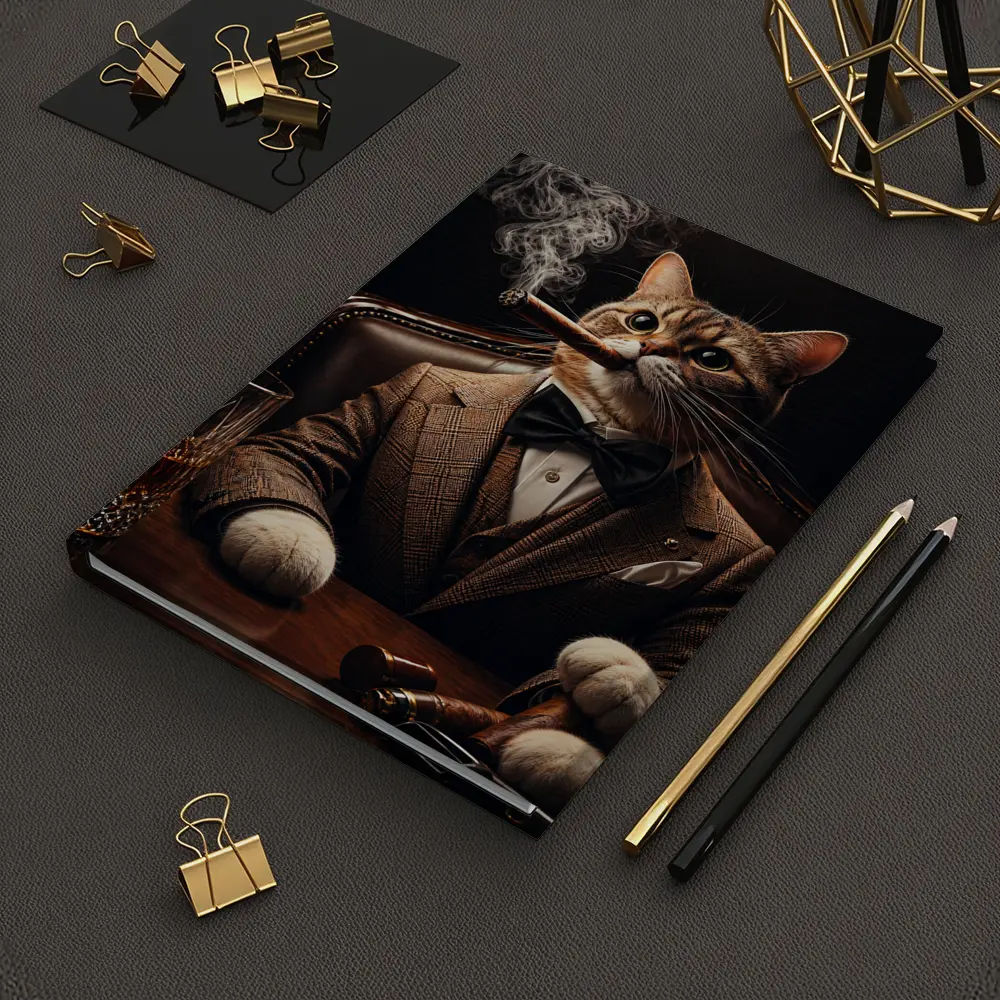 Boss Cat Smoking Cigar in Suit – Notebooks