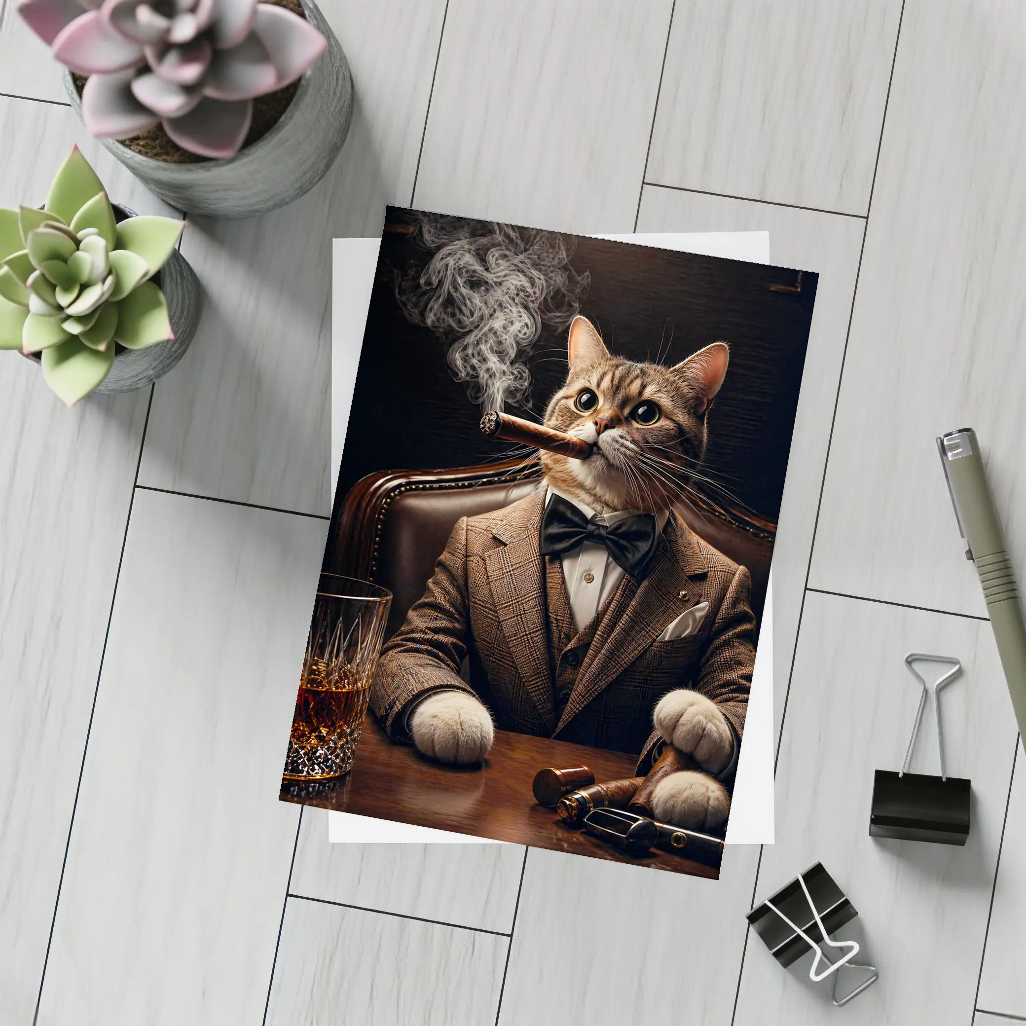 Boss Cat Smoking Cigar in Suit – Postcards