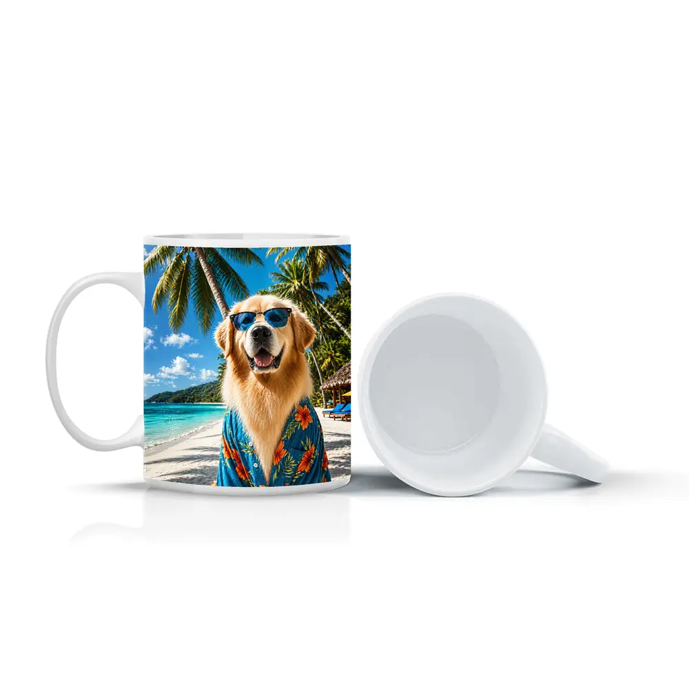 Golden Retriever Hawaiian Shirt Tropical Beach – Mugs