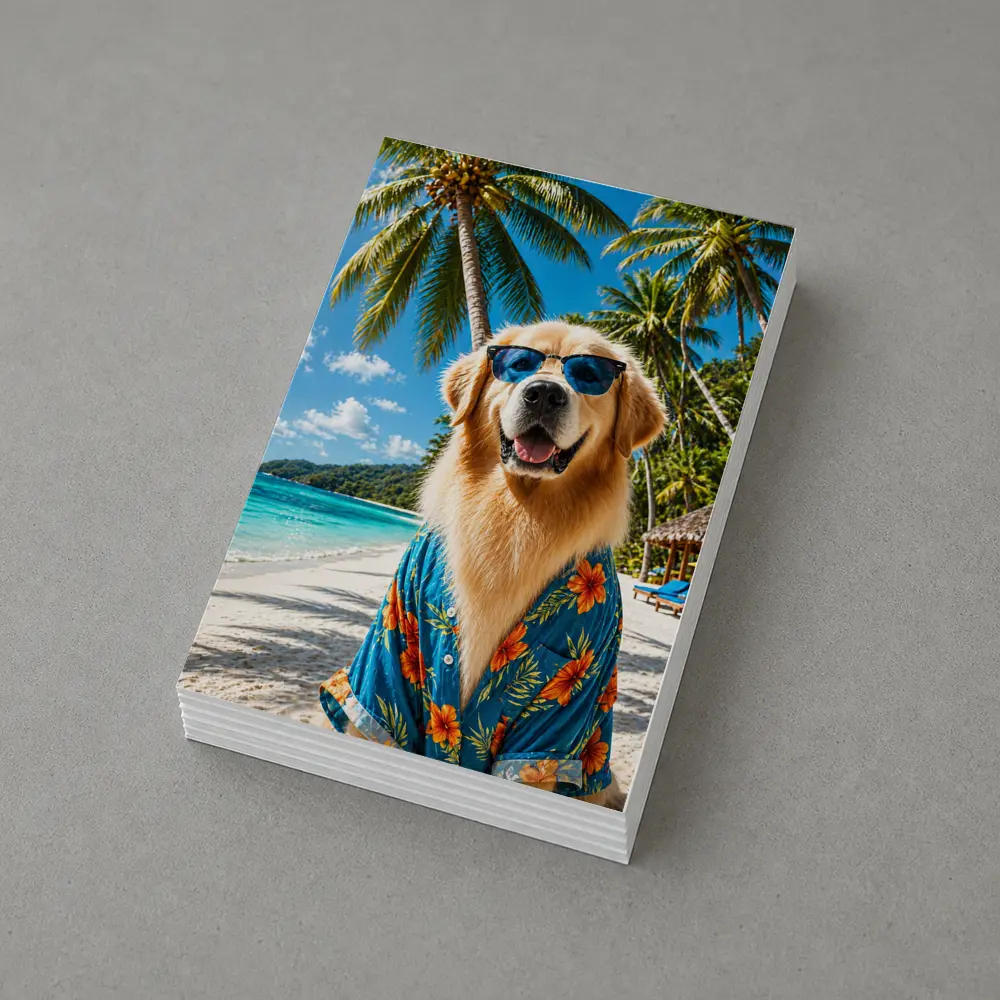 Golden Retriever Hawaiian Shirt Tropical Beach – Postcards