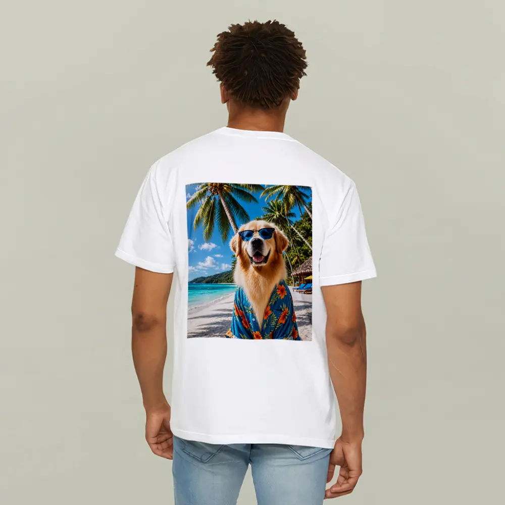 Golden Retriever Hawaiian Shirt Tropical Beach – T-Shirts
