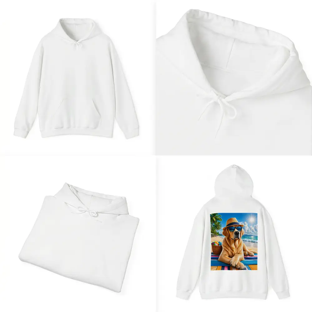 Golden Retriever With Sunglasses On Summer Beach – Hoodies