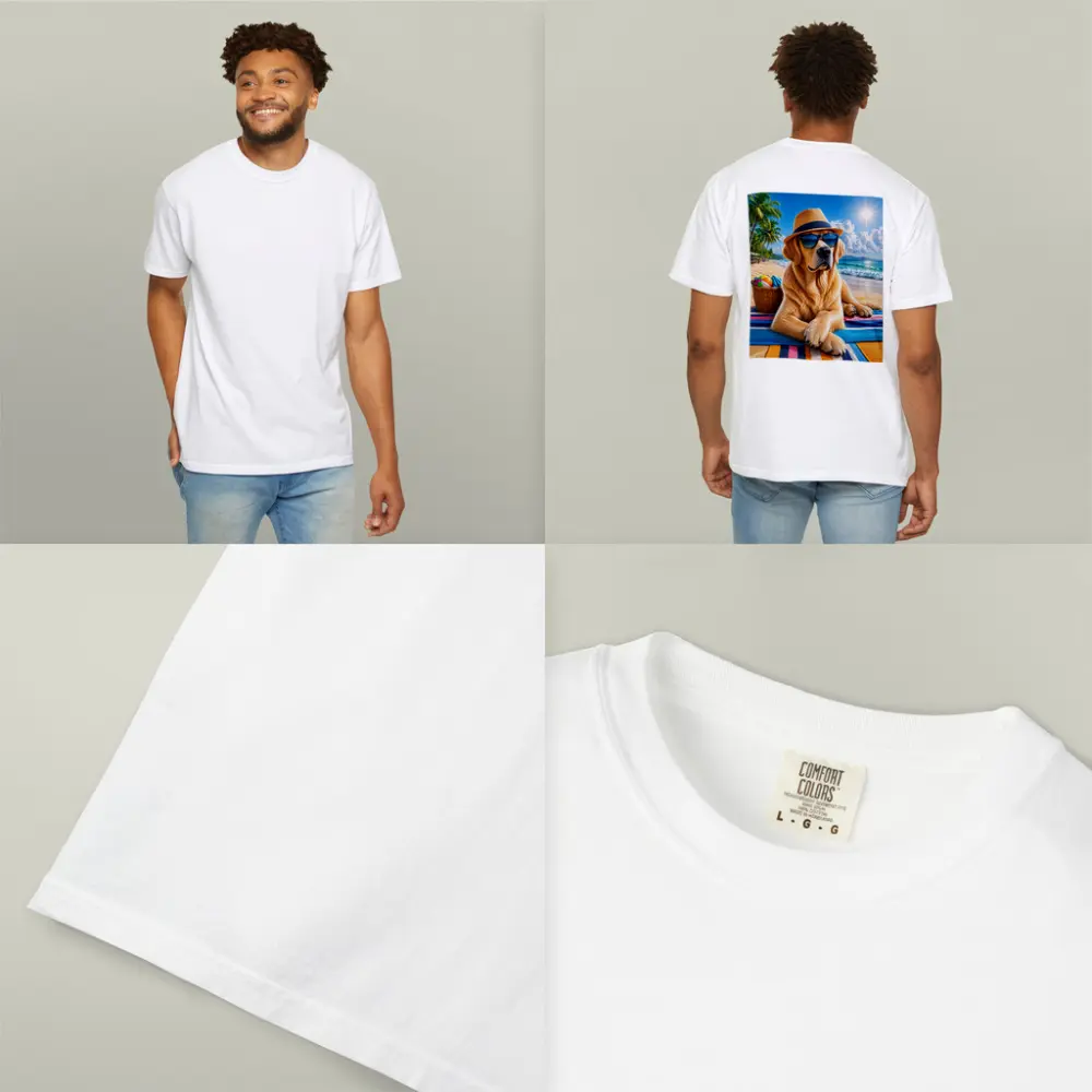 Golden Retriever With Sunglasses On Summer Beach – T-Shirts