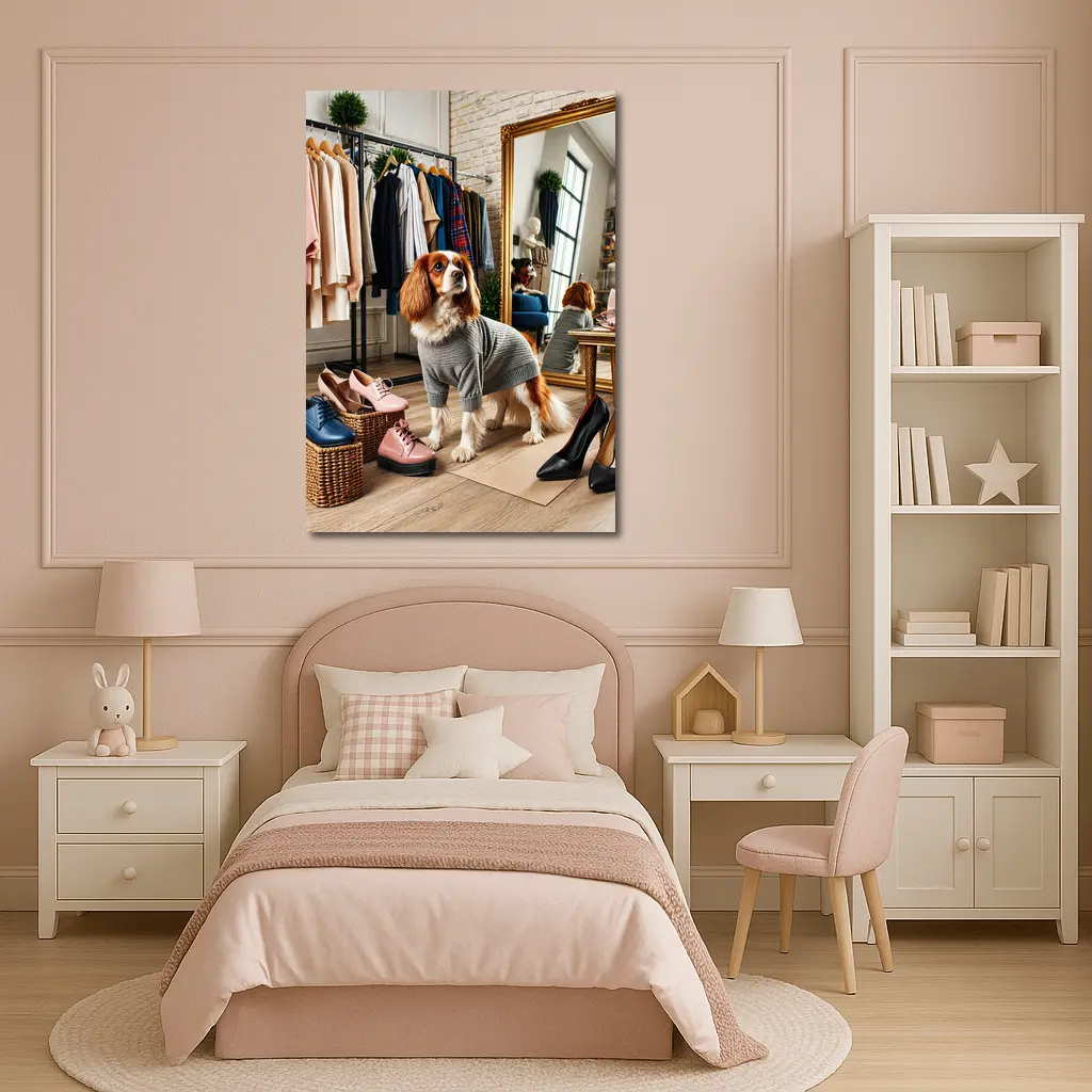Cavalier King Charles Spaniel Fashion Boutique Scene – Wall Art