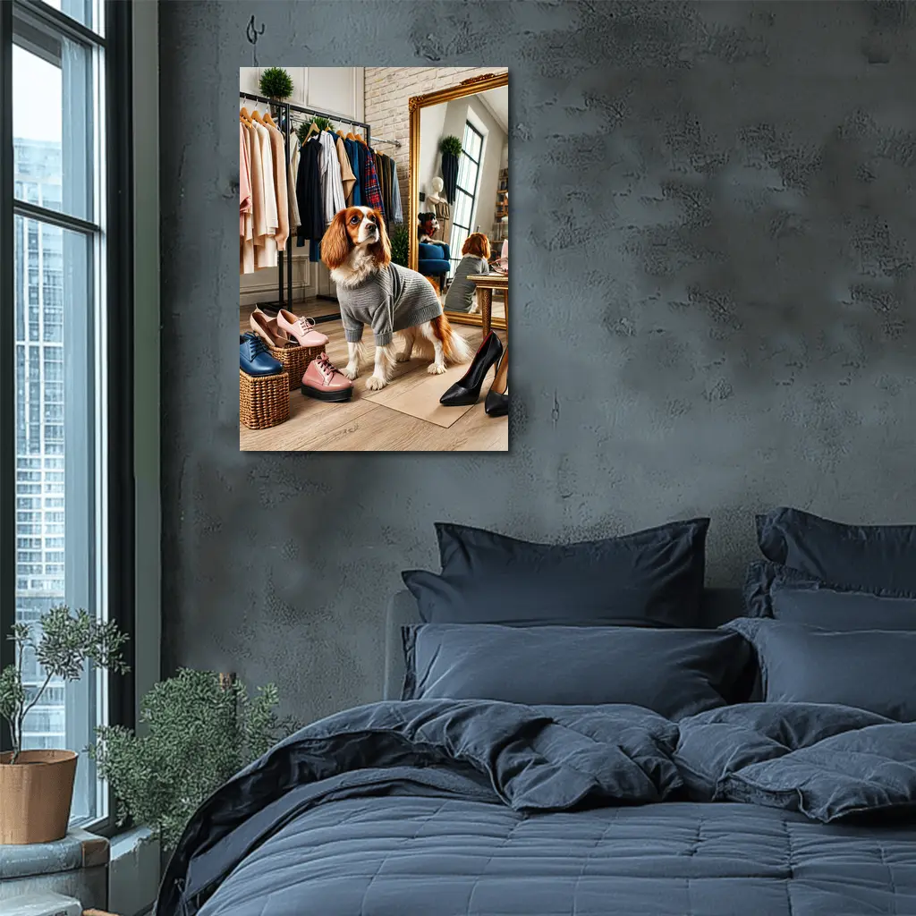 Cavalier King Charles Spaniel Fashion Boutique Scene – Wall Art
