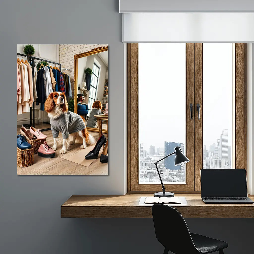 Cavalier King Charles Spaniel Fashion Boutique Scene – Wall Art