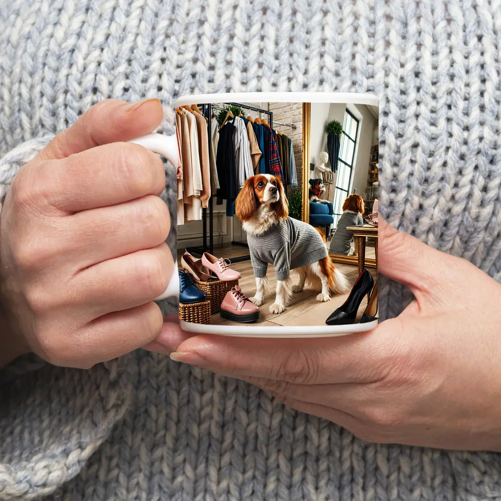 Cavalier King Charles Spaniel Fashion Boutique Scene – Mugs