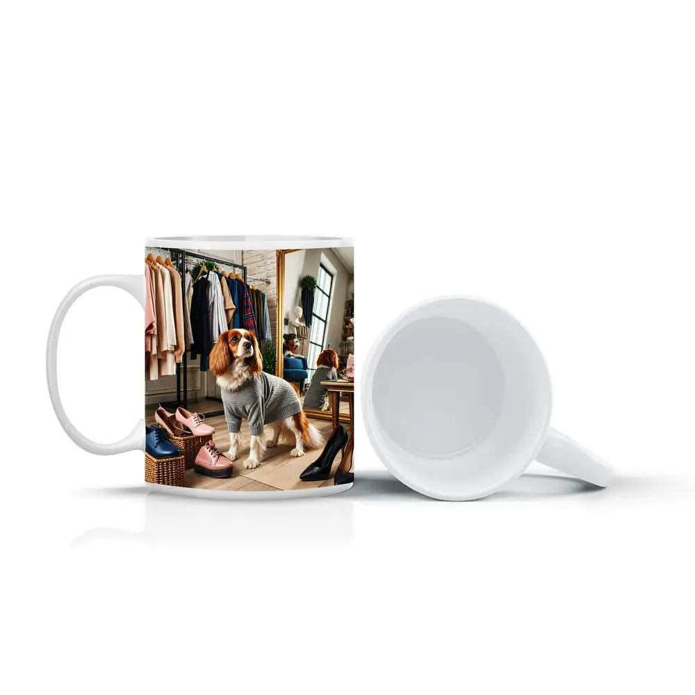Cavalier King Charles Spaniel Fashion Boutique Scene – Mugs