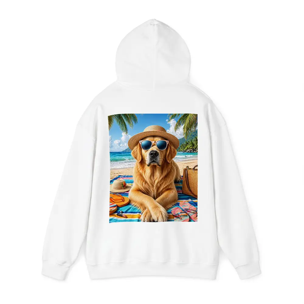 Golden Retriever Relaxing on Sunny Beach – Hoodies