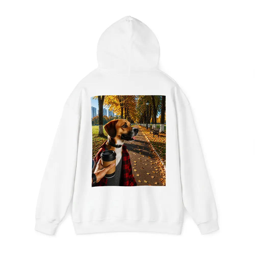 Dog in Autumn Park With Coffee – Hoodies
