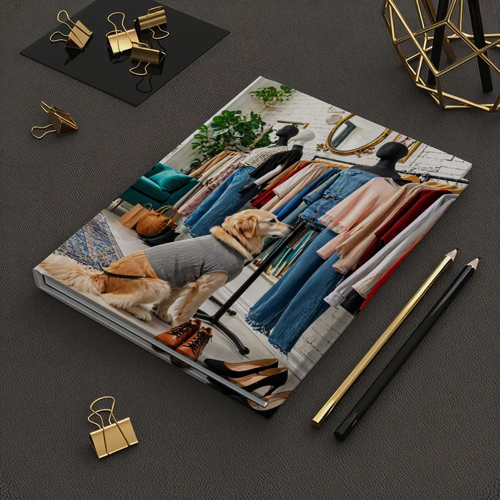 Golden Retriever Dog in Fashion Boutique – Notebooks