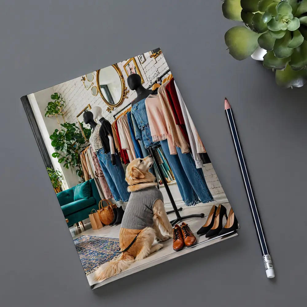Golden Retriever Dog in Fashion Boutique – Notebooks