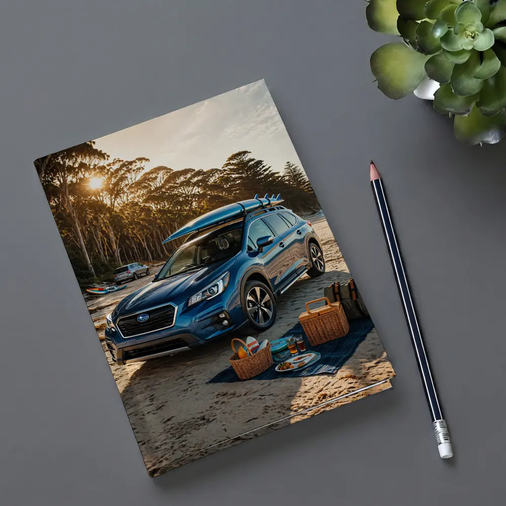 Subaru Ascent Blue SUV Beach Picnic Scene – Notebooks