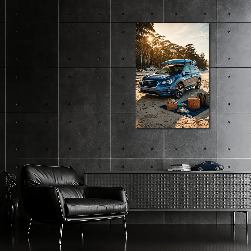 Subaru Ascent Blue SUV Beach Picnic Scene