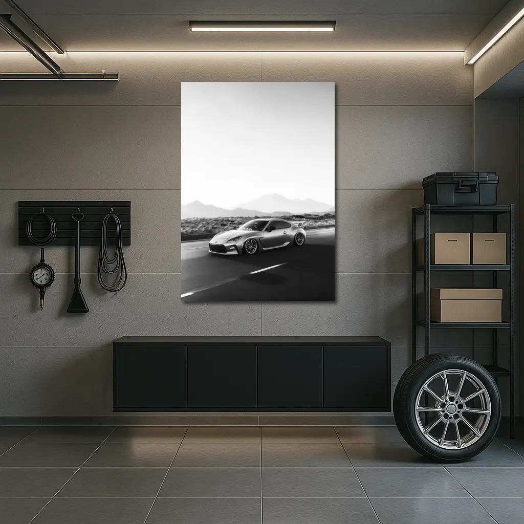 Toyota GR86 Black White Mountain Road Drive – Wall Art