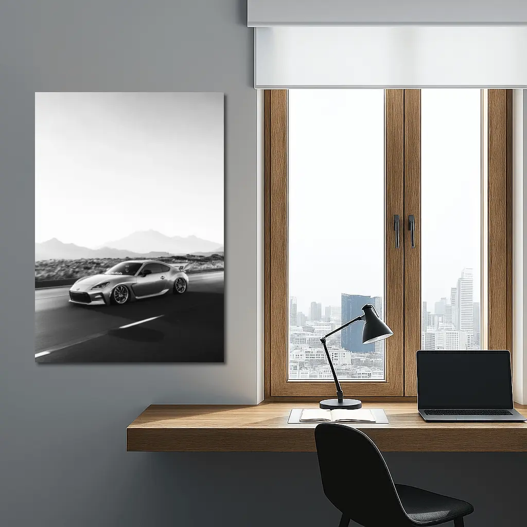 Toyota GR86 Black White Mountain Road Drive – Wall Art