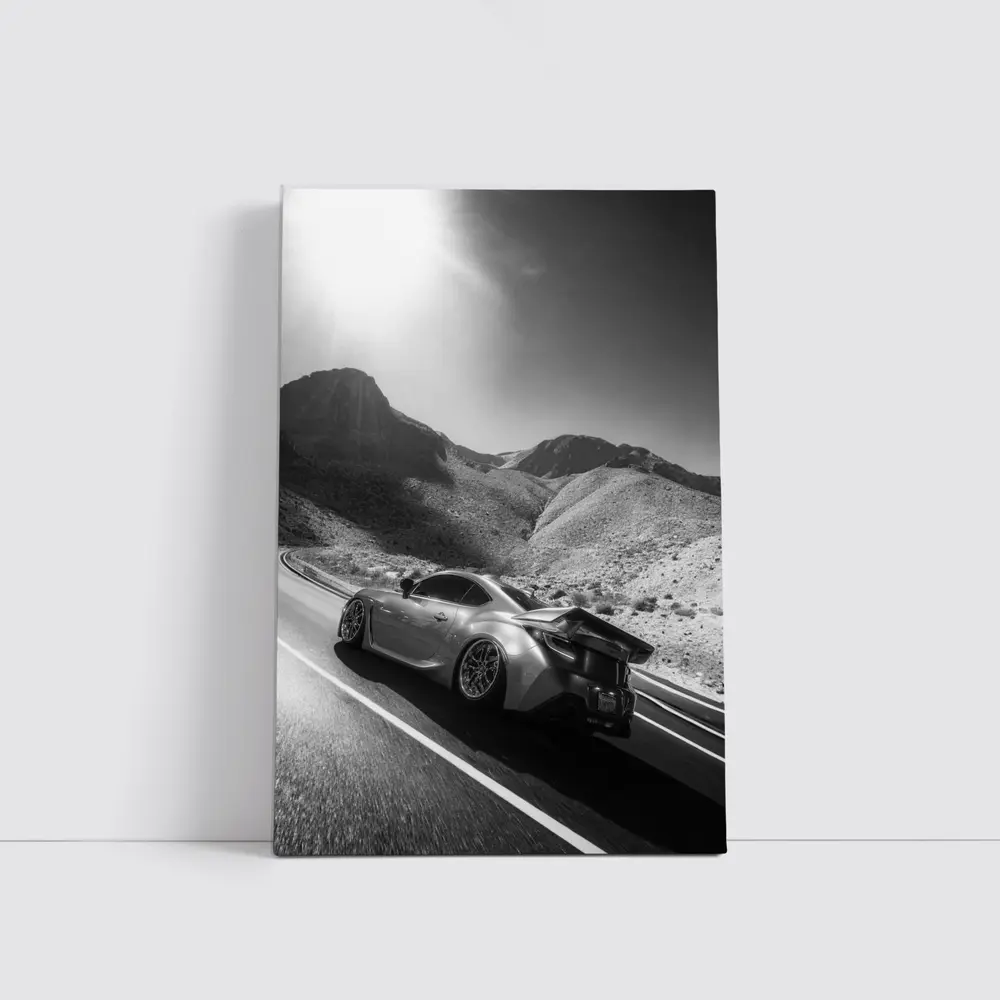 Subaru BRZ Black White Desert Mountain Road – Wall Art