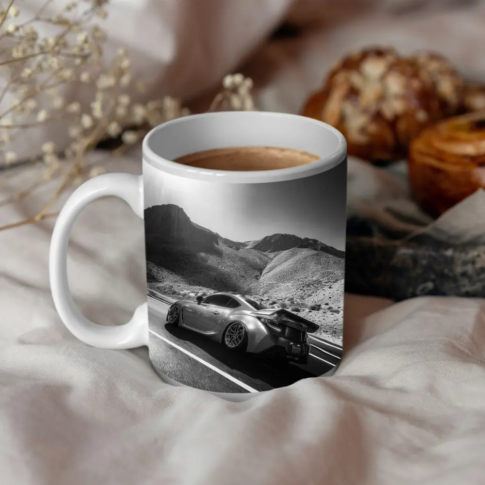Subaru BRZ Black White Desert Mountain Road – Mugs