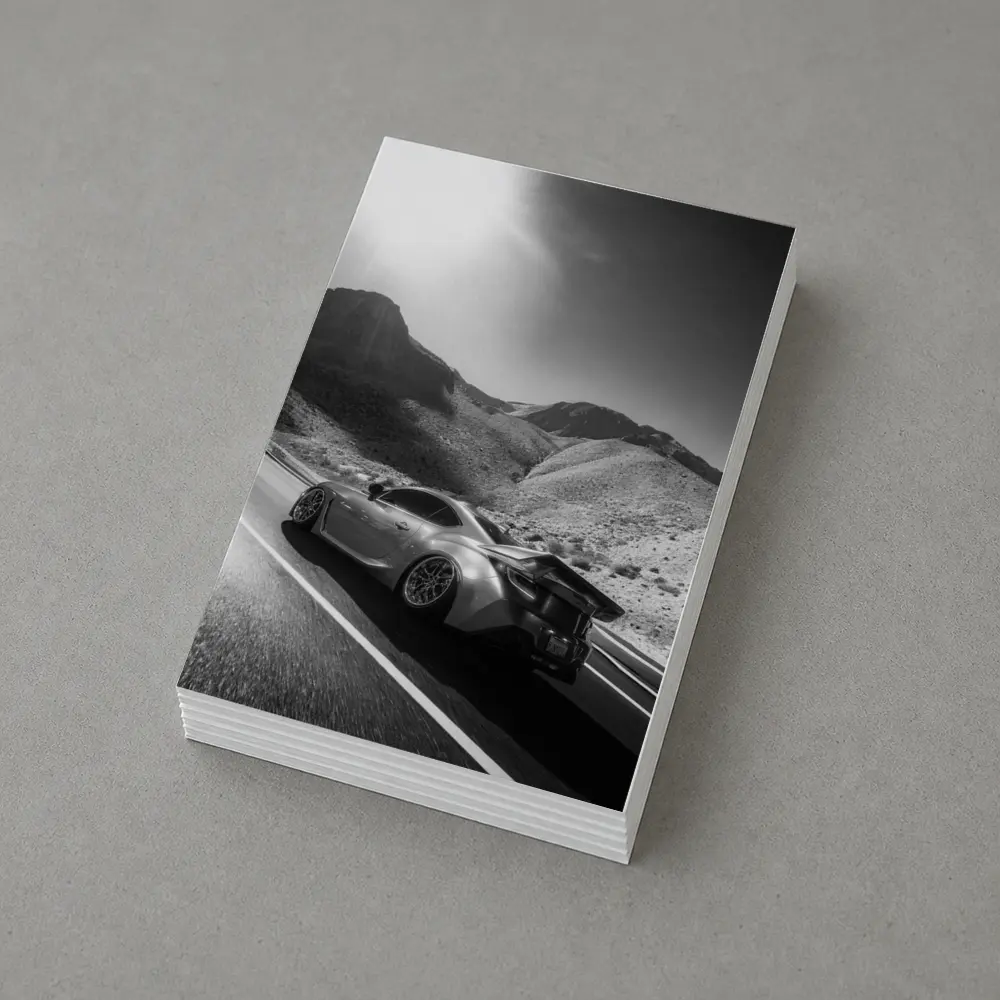 Subaru BRZ Black White Desert Mountain Road – Postcards