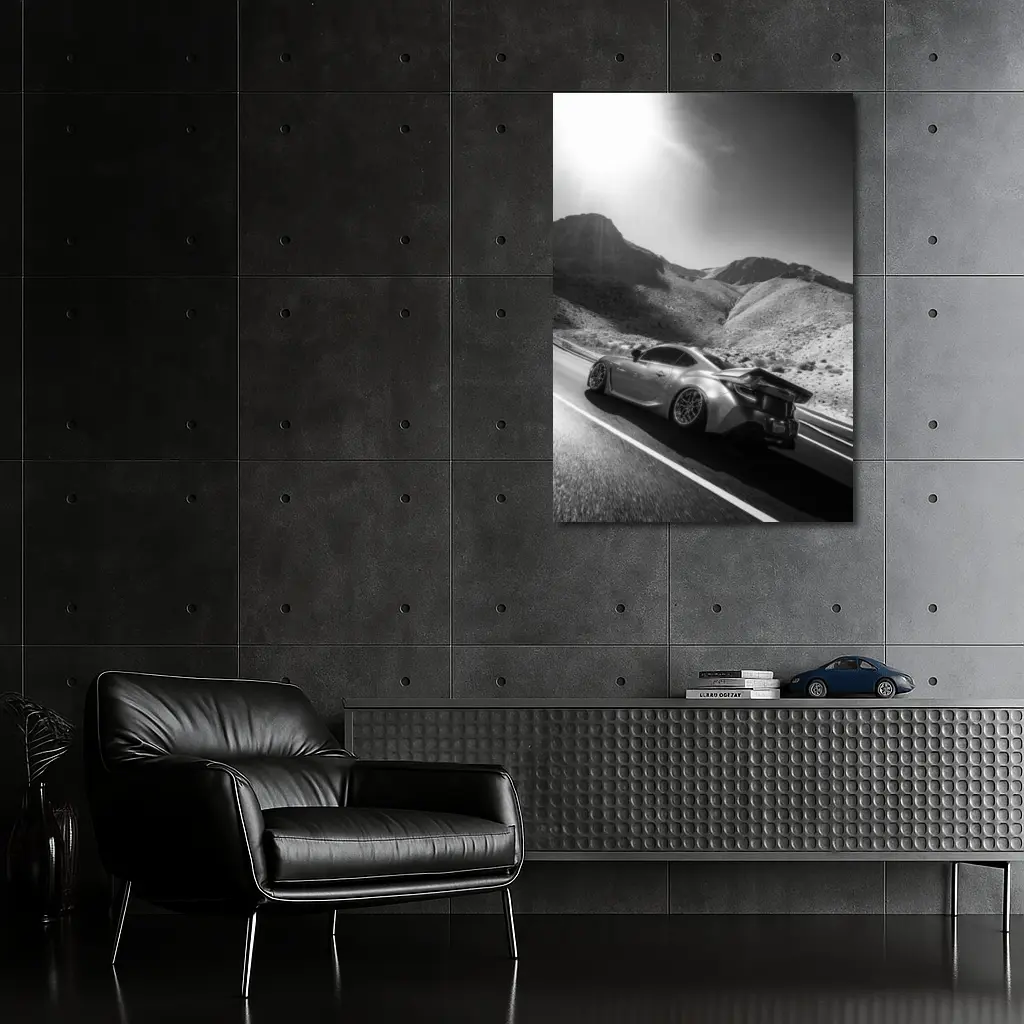 Subaru BRZ Black White Desert Mountain Road – Wall Art