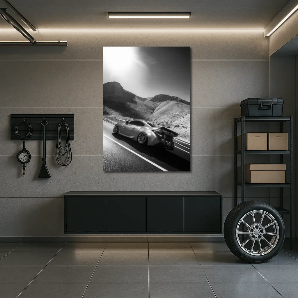 Subaru BRZ Black White Desert Mountain Road – Wall Art