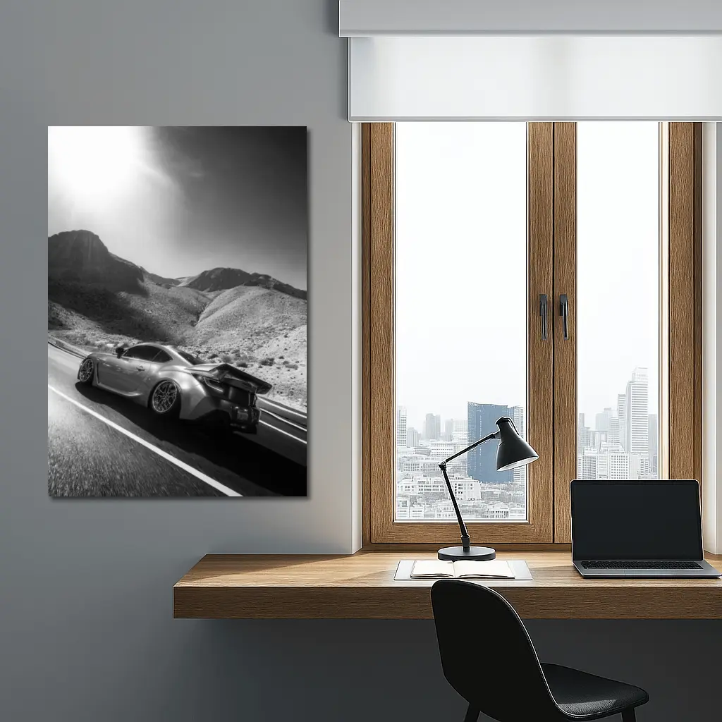 Subaru BRZ Black White Desert Mountain Road – Wall Art