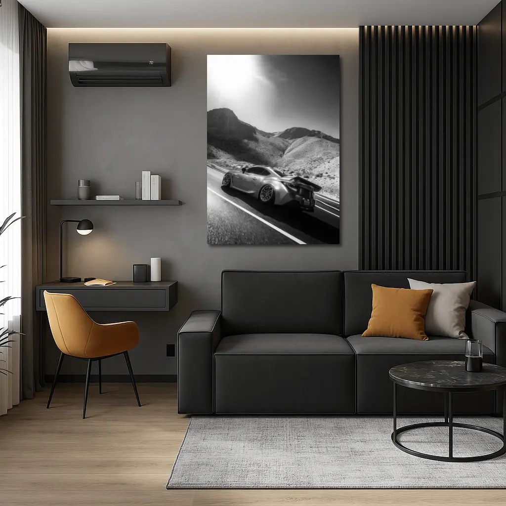 Subaru BRZ Black White Desert Mountain Road – Wall Art