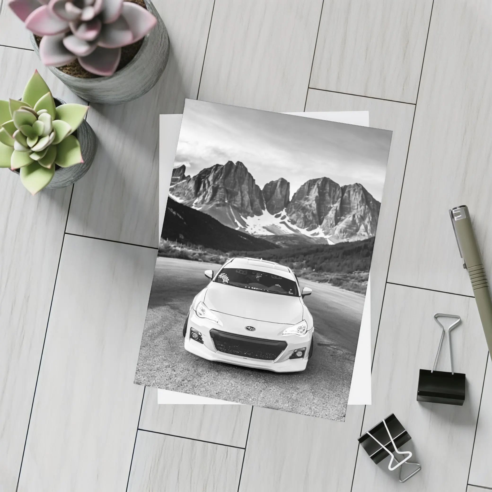 Subaru BRZ Black White Mountain Road – Postcards