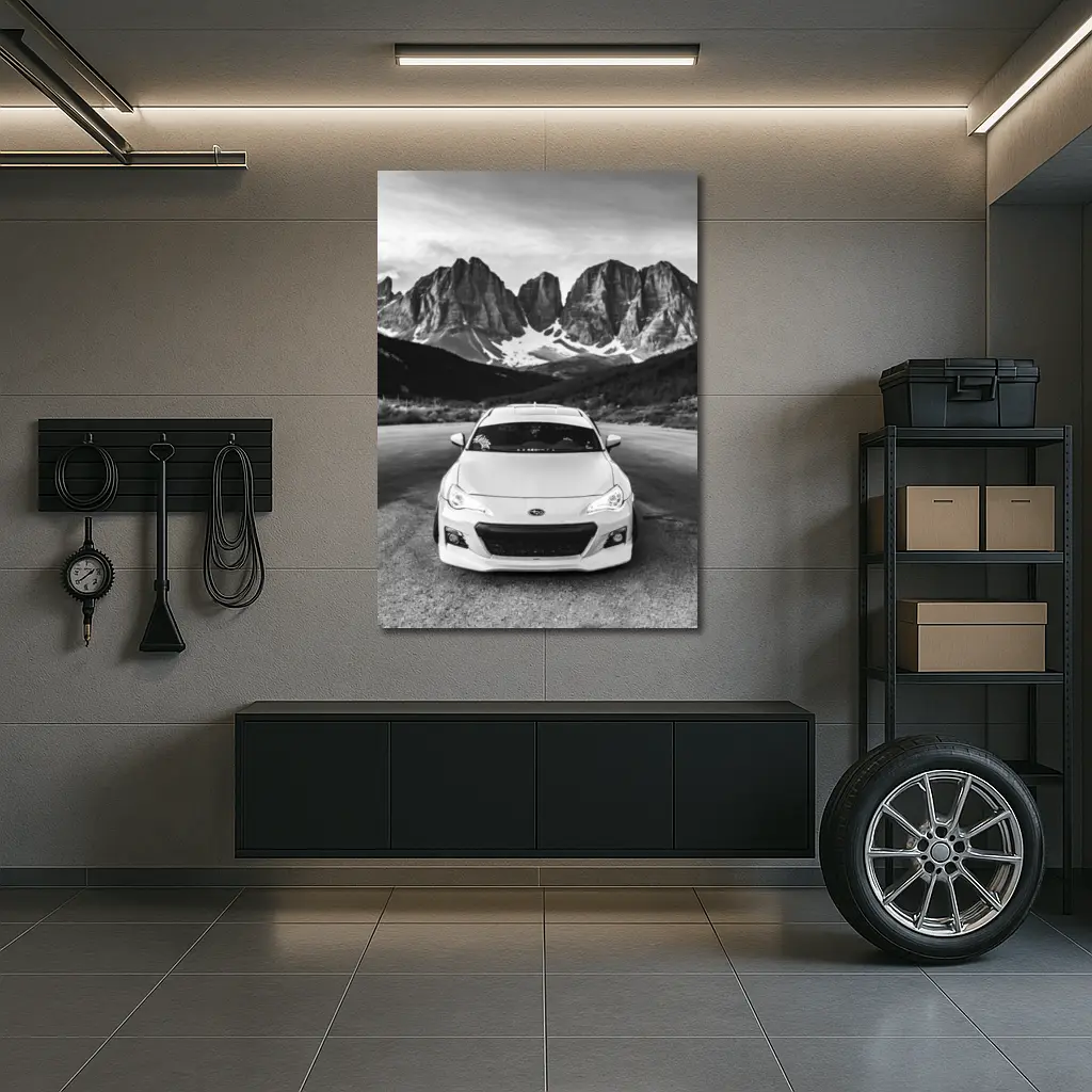 Subaru BRZ Black White Mountain Road – Wall Art