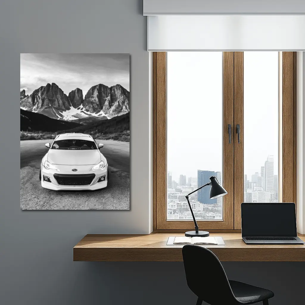 Subaru BRZ Black White Mountain Road – Wall Art