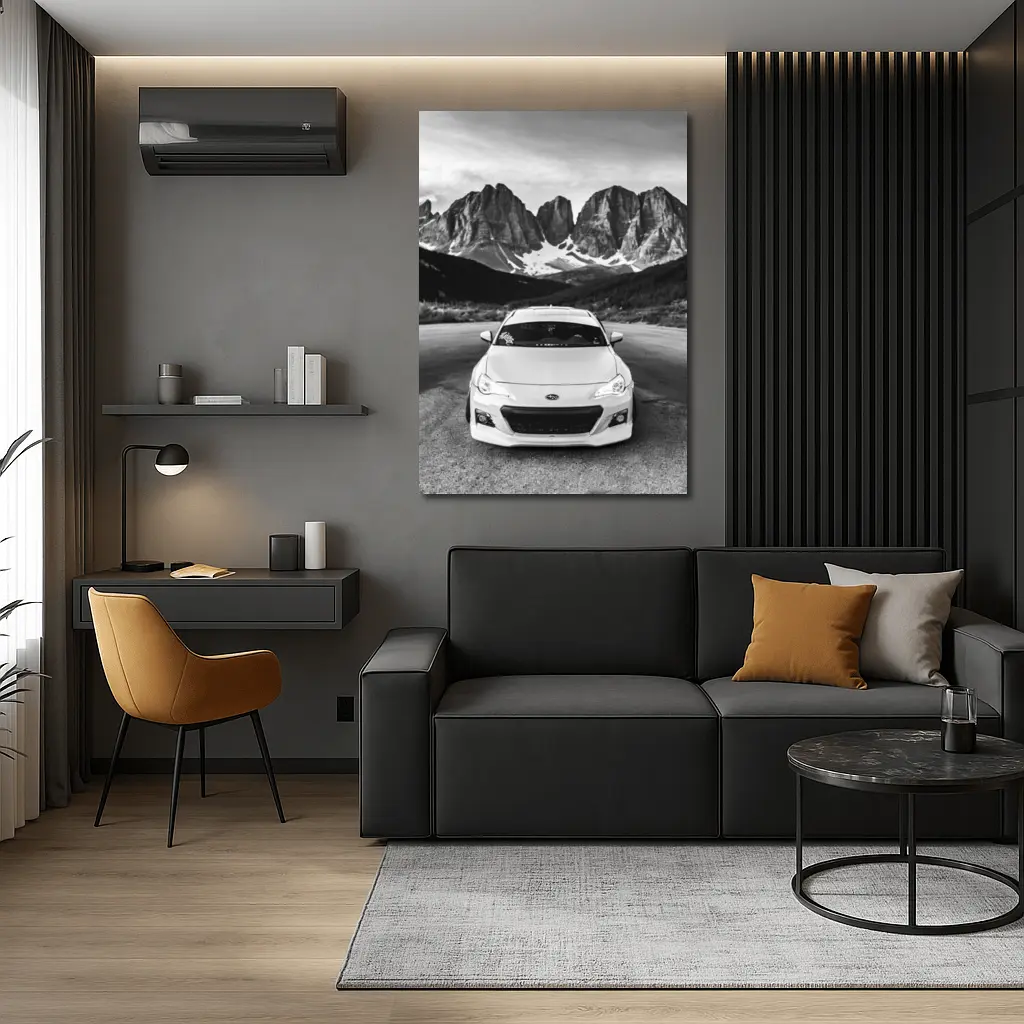 Subaru BRZ Black White Mountain Road – Wall Art