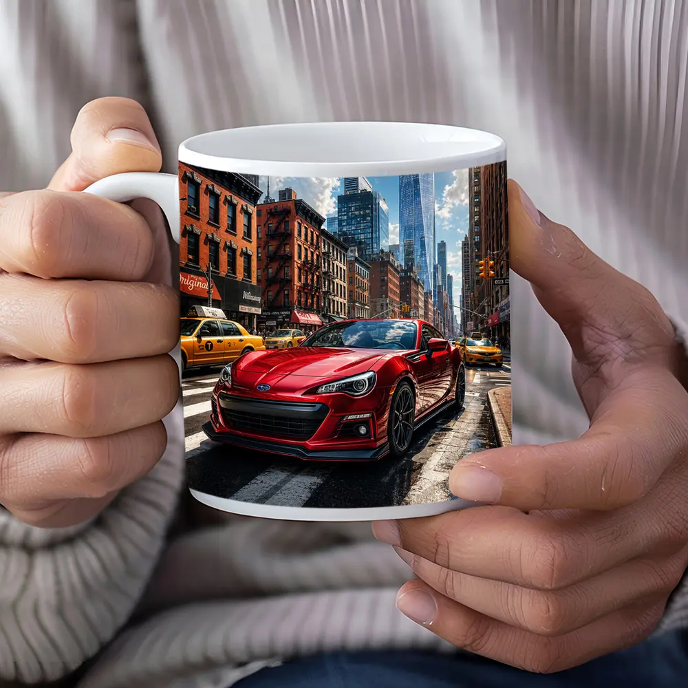 Subaru BRZ Red Sports Car New York City – Mugs