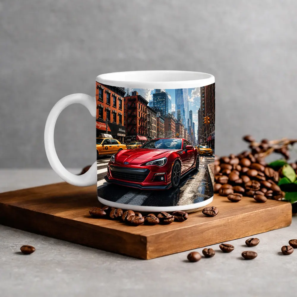 Subaru BRZ Red Sports Car New York City – Mugs