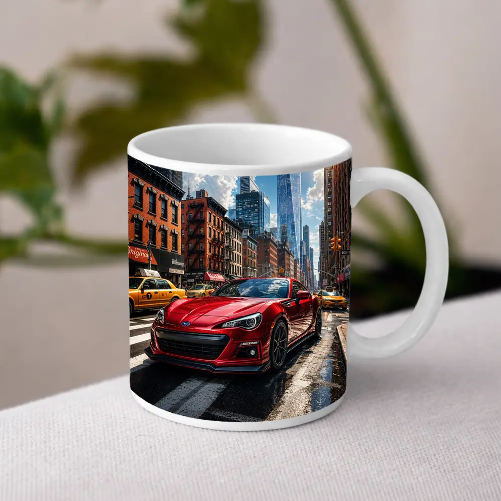 Subaru BRZ Red Sports Car New York City – Mugs