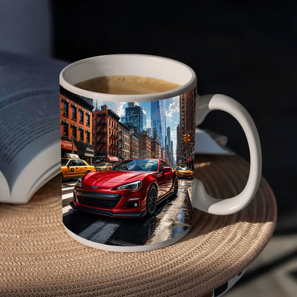 Subaru BRZ Red Sports Car New York City – Mugs
