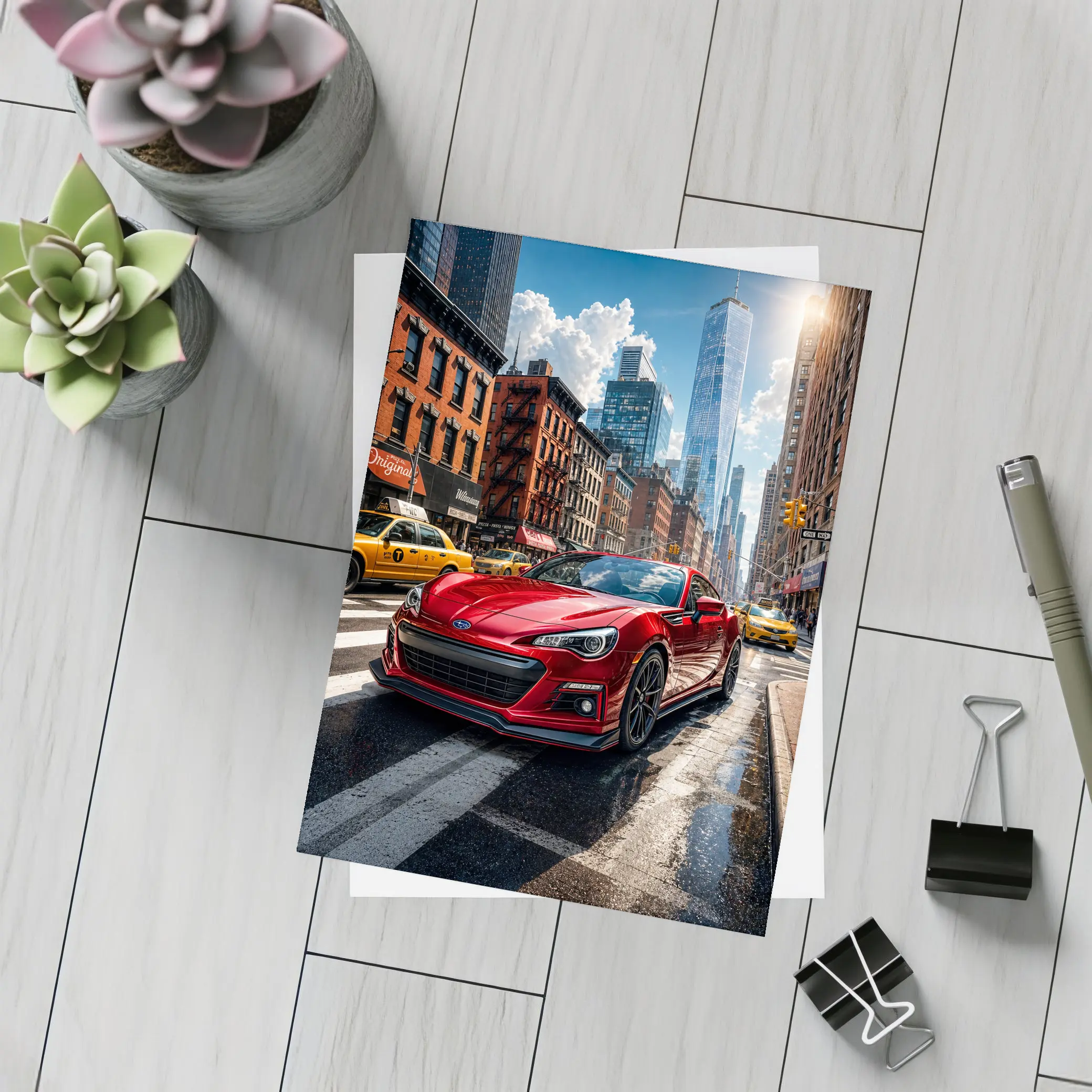 Subaru BRZ Red Sports Car New York City – Postcards