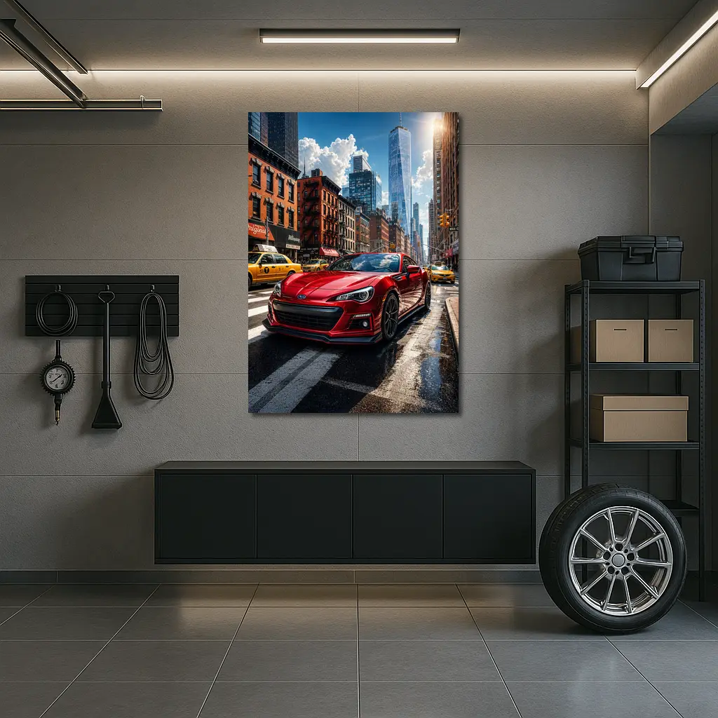 Subaru BRZ Red Sports Car New York City – Wall Art