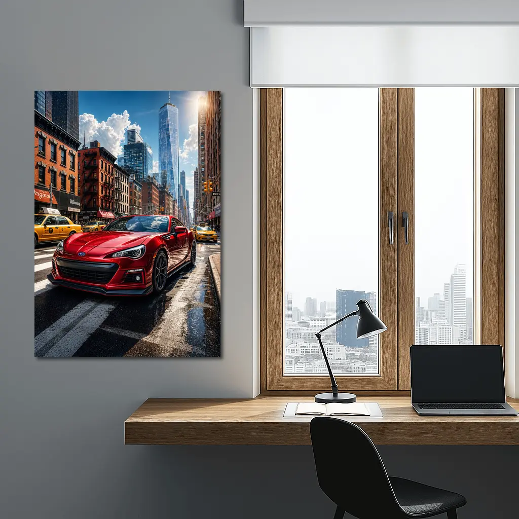 Subaru BRZ Red Sports Car New York City – Wall Art