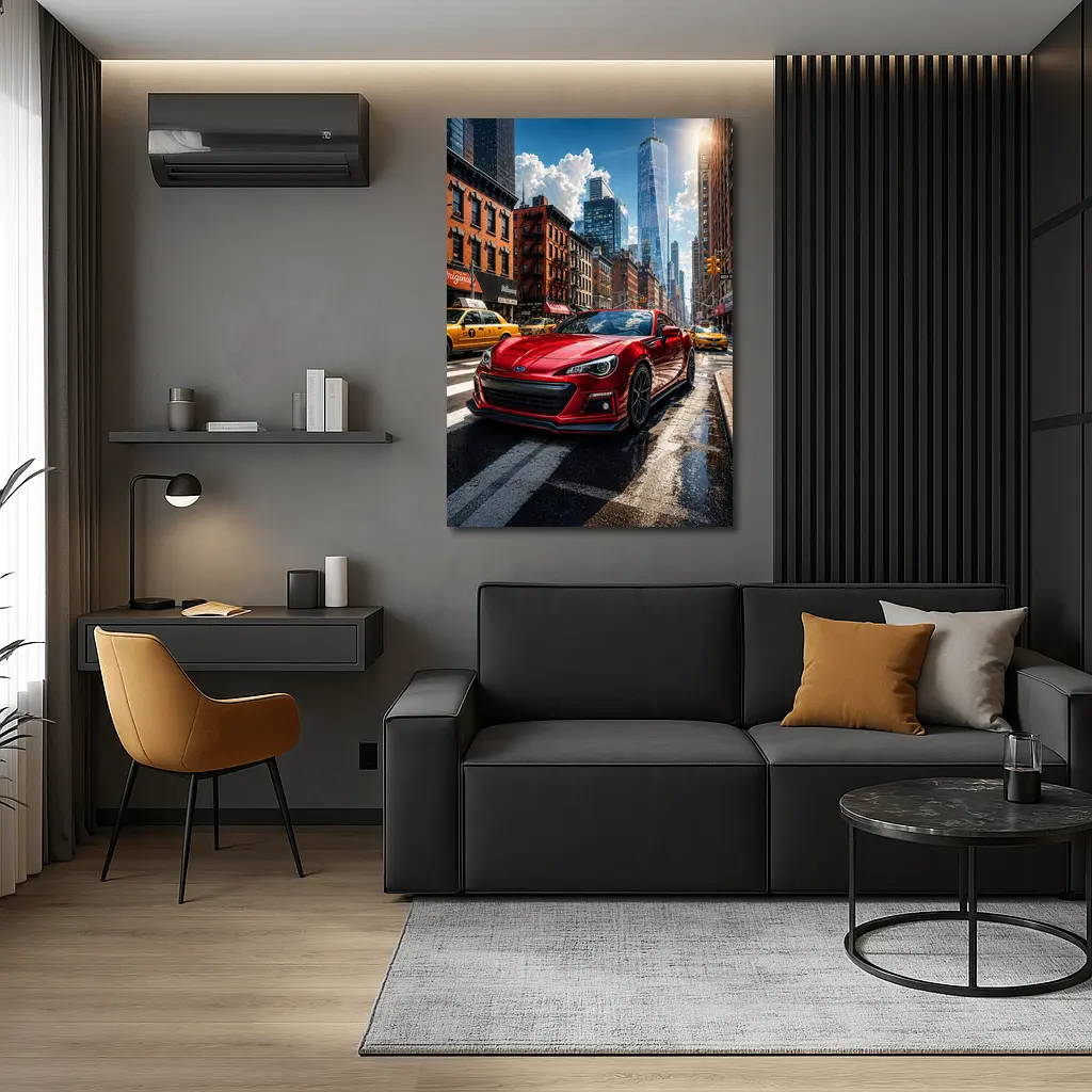 Subaru BRZ Red Sports Car New York City – Wall Art